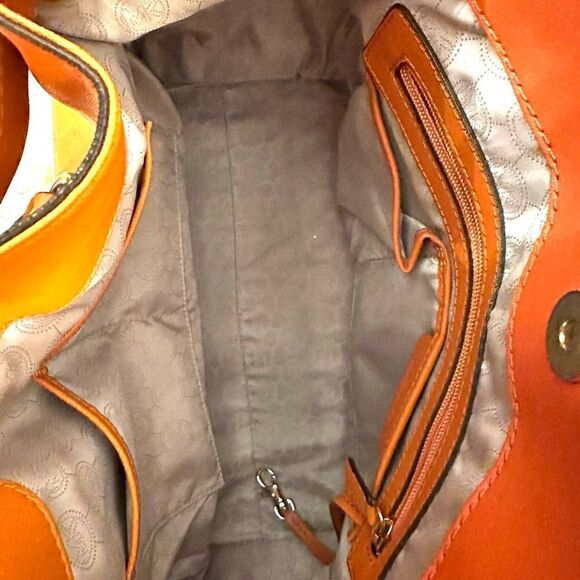 Michael Kors Orange Leather Hamilton Large Tote Bag 14”Lx13”Hx5.5D - Picture 6 of 10